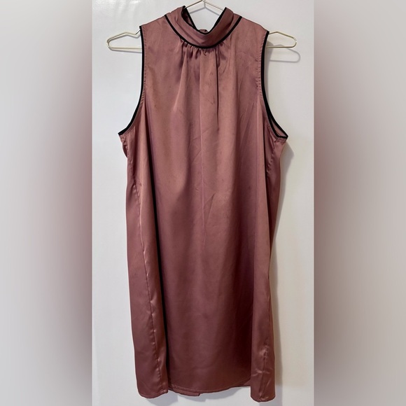 Dynamite| Dusty Rose/Rosewood Sleeveless Satin Halter Mini-Dress Sz M - Picture 2 of 5